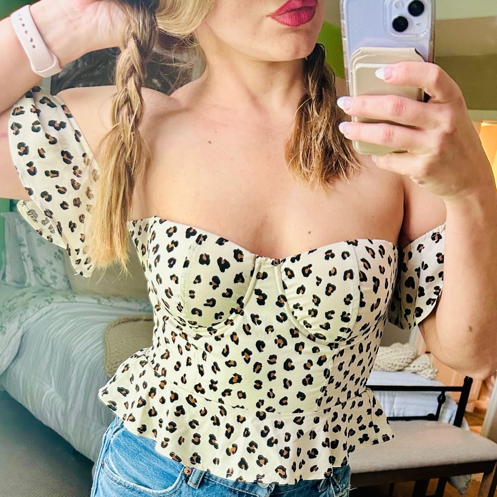 Haute Monde Cream Puff Sleeve Bustier Blouse